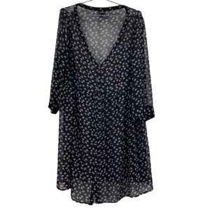 Torrid Sheer 3/4 Length Sleeve Dress‎ Diamond Design Size 2 Plus Size Black